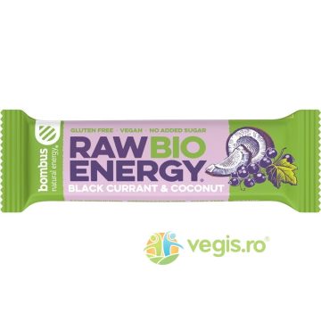 Baton Energizant Cu Coacaze Negre si Nuca de Cocos fara Gluten Raw Energy Ecologic/Bio 50g