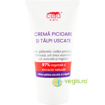 Crema pentru Picioare si Talpi Uscate cu Uree si Vitamina E 97% Vegetala 50ml