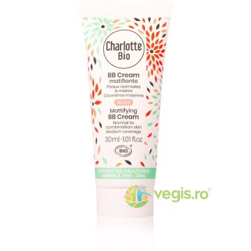 BB Cream Matifiant Nude pentru Piele Normala si Mixta cu Extract de Tea Tree si Zinc Bio 30ml