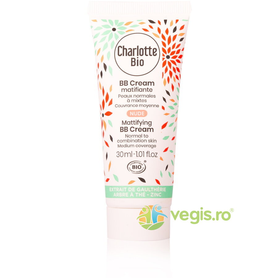 BB Cream Matifiant Nude pentru Piele Normala si Mixta cu Extract de Tea Tree si Zinc Bio 30ml