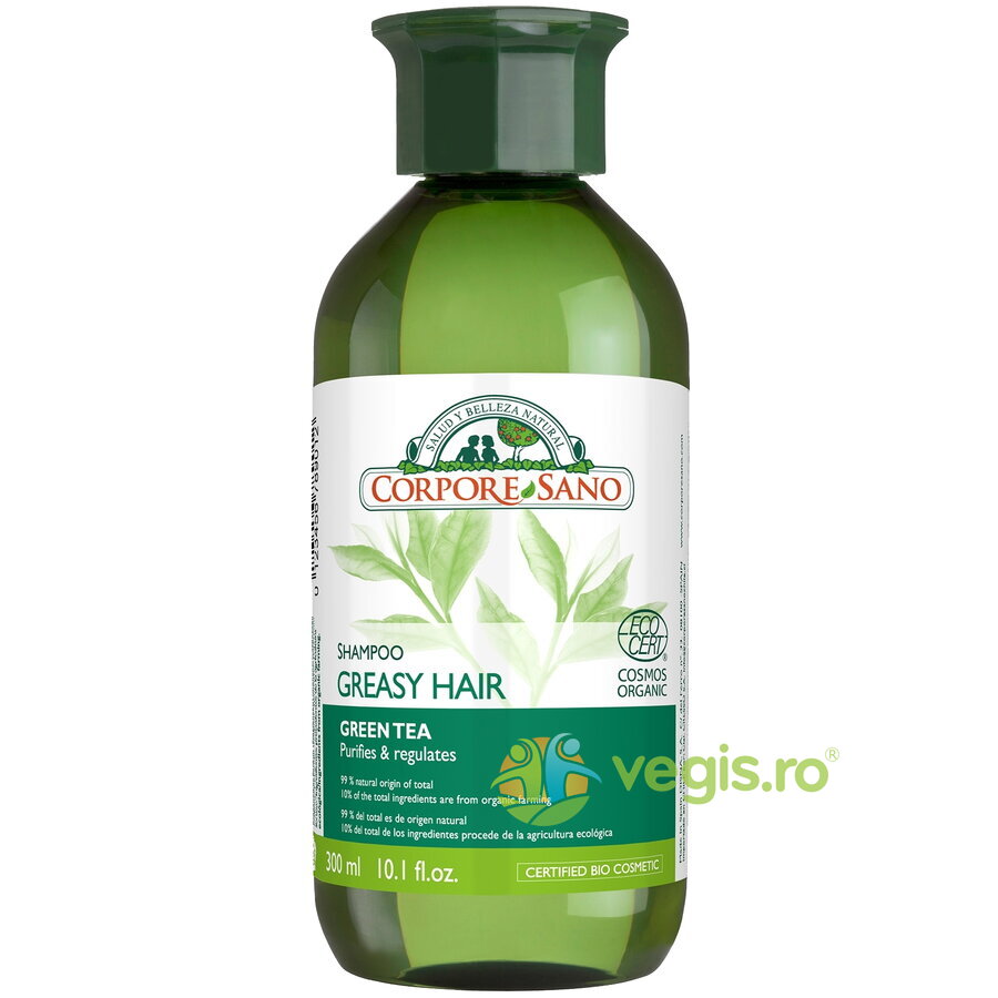 Sampon Purifiant cu Ceai Verde si Urzica pentru Par Gras Bio 300ml