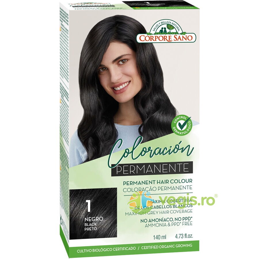 Vopsea de Par Permanenta fara Amoniac 1 - Negru 140ml