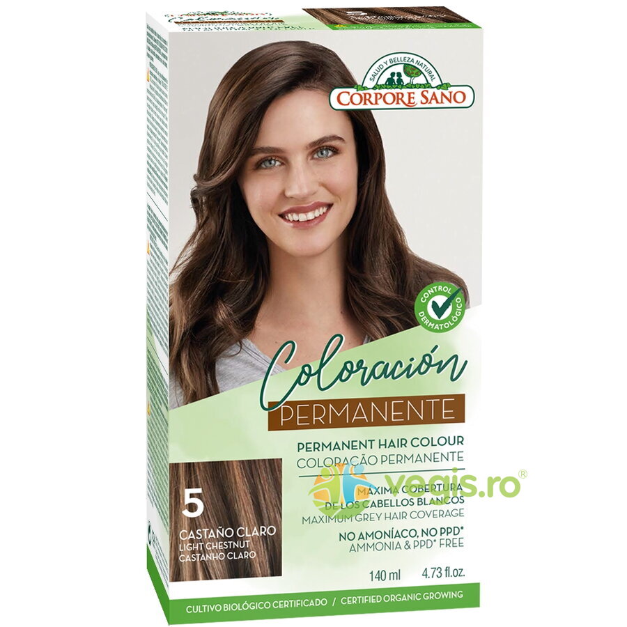 Vopsea de Par Permanenta fara Amoniac 5 - Castaniu Deschis 140ml