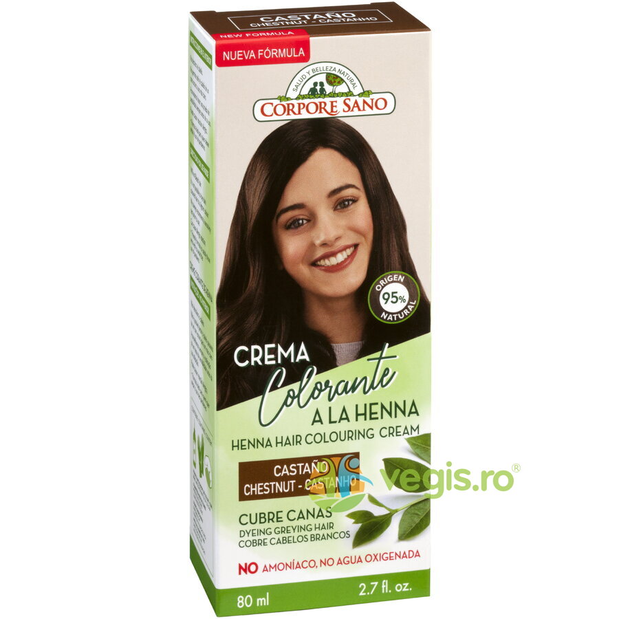 Vopsea Henna Crema Semipermanenta - Castaniu 80ml
