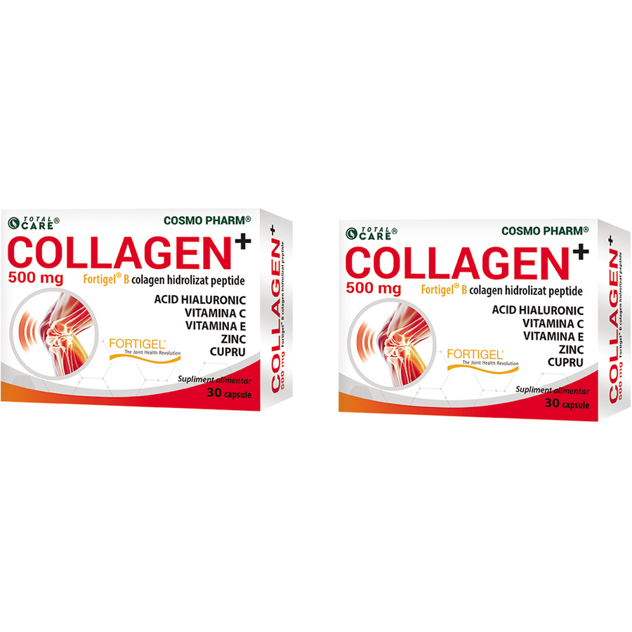 Pachet Colagen Hidrolizat Peptide (Collagen+Fortigel ® B) 500mg 30cps + 30cps
