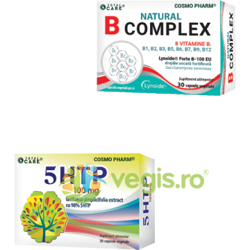 Pachet Natural B Complex 30cps vegetale + 5-HTP (Griffonia) 100mg 30cps