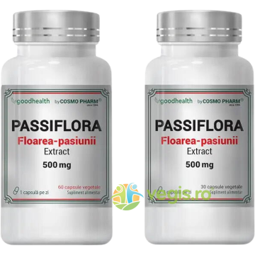 Pachet Passiflora (Floarea Pasiunii) Extract 500mg 60cps + 30cps