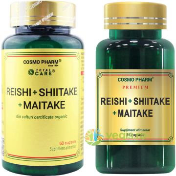 Pachet Reishi + Shiitake + Maitake 60cps + 30cps