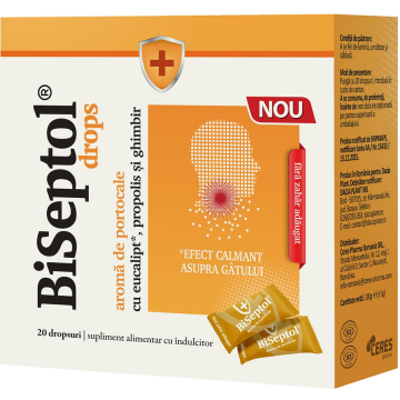 Biseptol Dropsuri cu Aroma de Portocale 100g