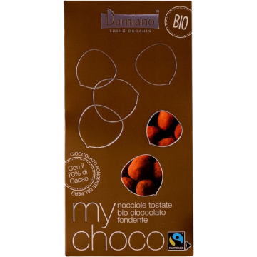 Praline din Alune de Padure Invelite in Ciocolata Neagra Ecologice/Bio 100g