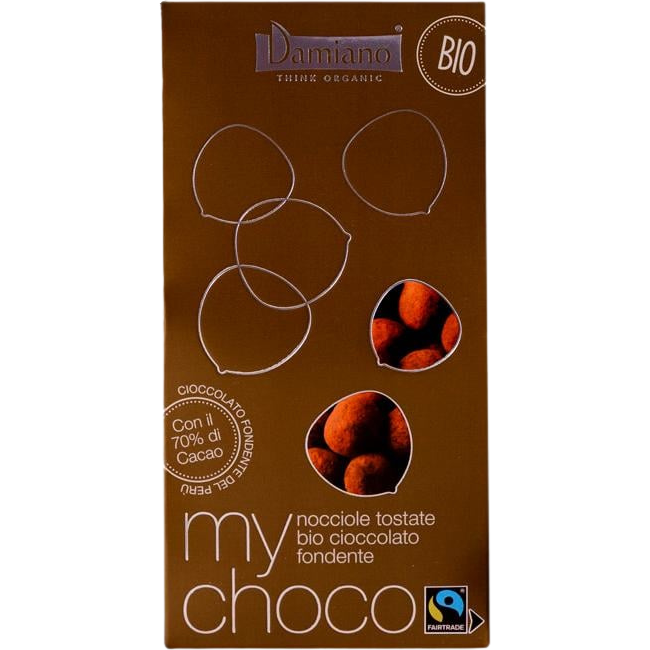 Praline din Alune de Padure Invelite in Ciocolata Neagra Ecologice/Bio 100g