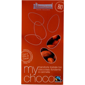 Praline din Migdale Invelite in Ciocolata Neagra cu Scortisoara Ecologice/Bio 100g
