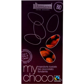 Praline din Migdale Invelite in Ciocolata Neagra Ecologice/Bio 100g
