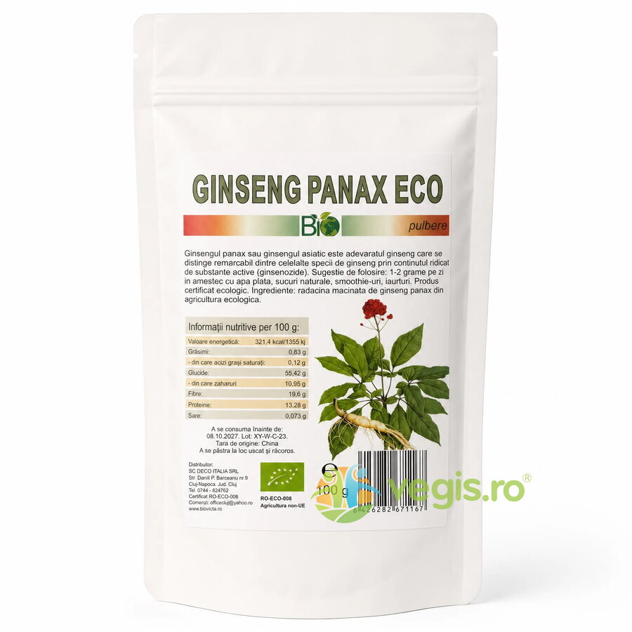Ginseng Panax Pudra Ecologica/Bio 100g