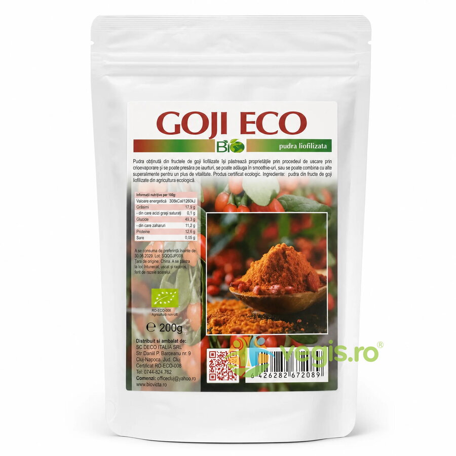Goji Pudra Liofilizata Ecologic/Bio 200g