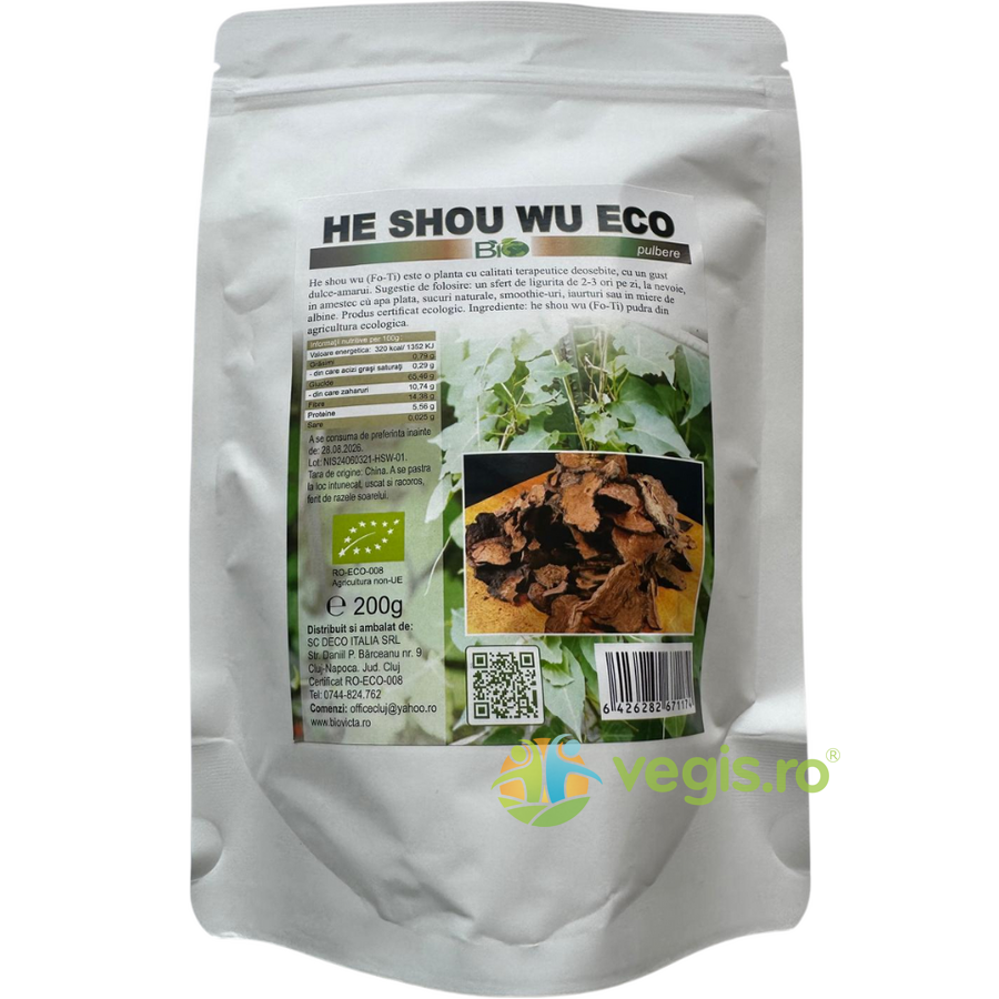 He Shou Wu (Fo-Ti) Pulbere Ecologica/Bio 200g