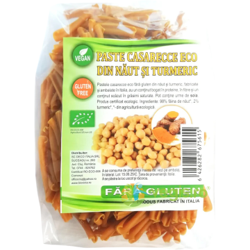Paste Casarecce cu Naut si Curcuma fara Gluten Ecologice/Bio 250g