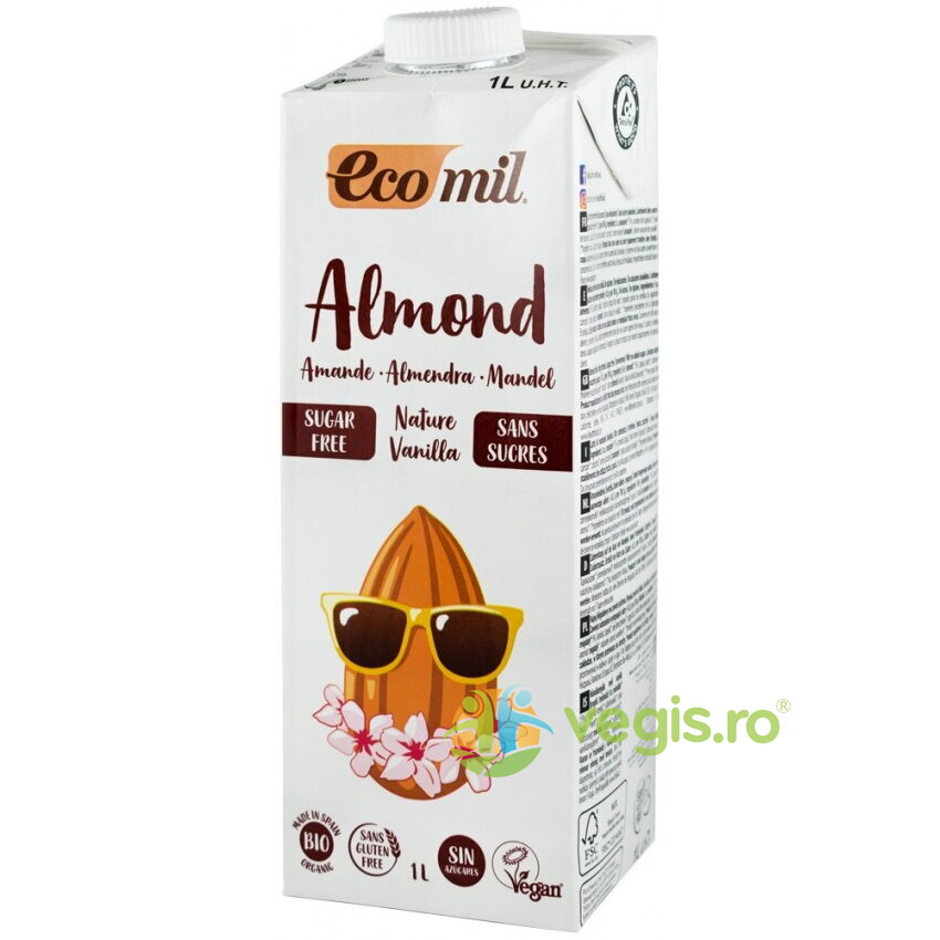 Bautura de Migdale Natur cu Vanilie fara Gluten Ecologic/Bio 1L
