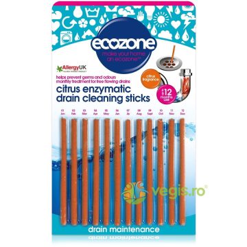 Stick pentru Desfundarea Tevilor si Eliminarea Mirosului Neplacut cu Citrice 12buc
