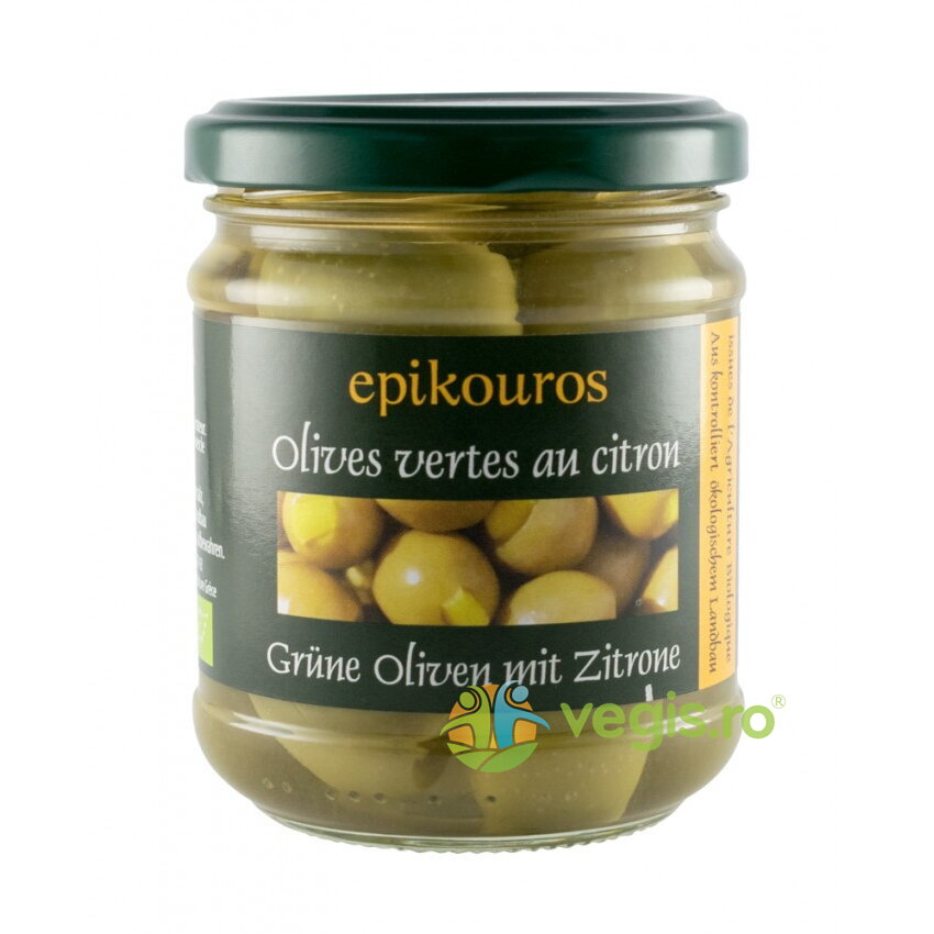 Masline Verzi Umplute cu Lamaie Ecologice/Bio 190g