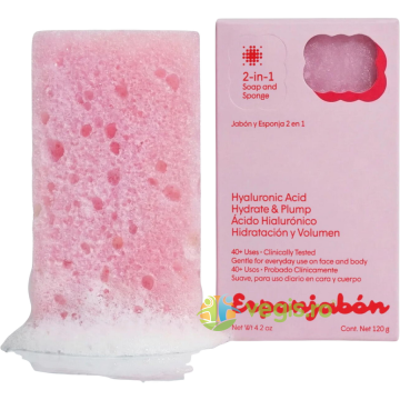 Burete de Baie si Sapun Incorporat 2 in 1 cu Efect Hidratant si Volumizant cu Acid Hialuronic 120g