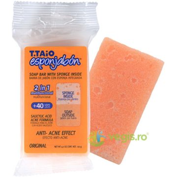 Burete de Baie si Sapun Incorporat cu Efect Anti-Acnee 120g