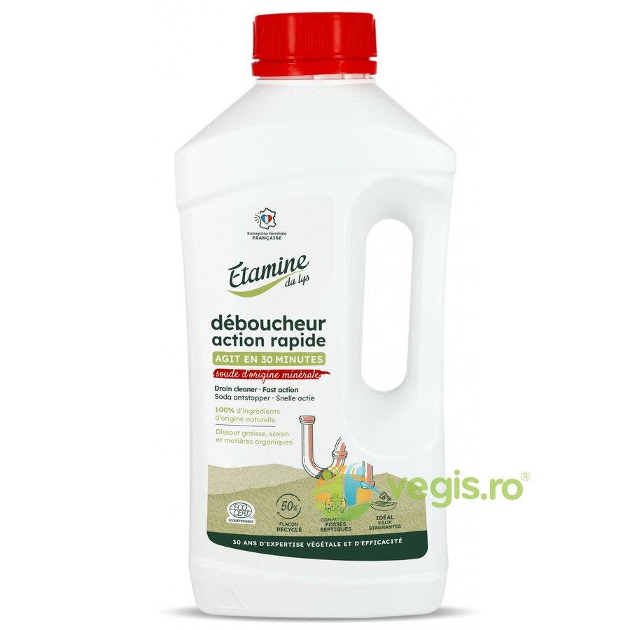 Solutie cu Actiune Rapida pentru Desfundare Tevi, fara Parfum Eco 1L