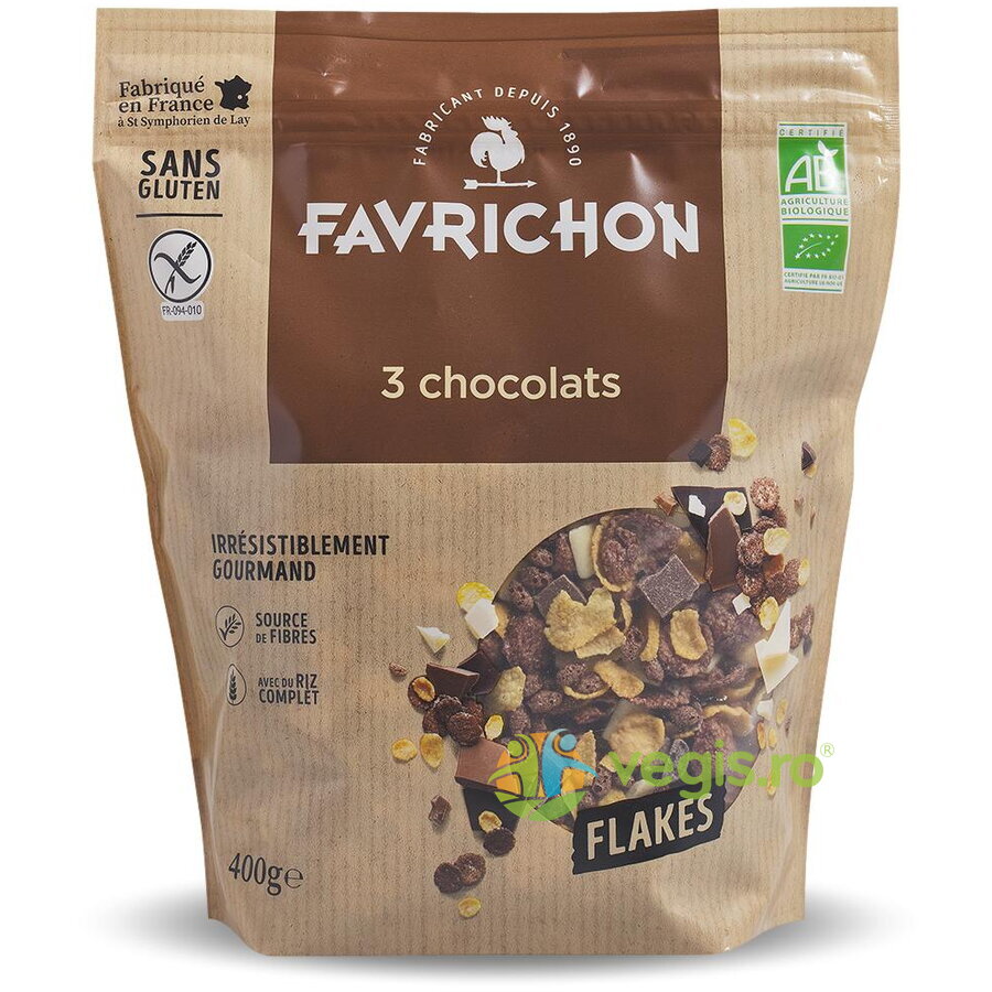 Fulgi Crocanti cu 3 Tipuri de Ciocolata fara Gluten Ecologici/Bio 400g