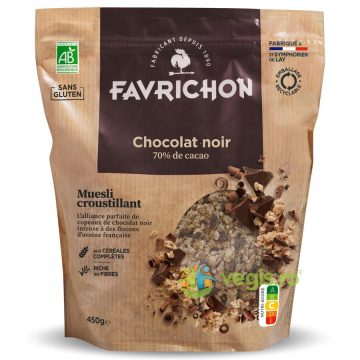 Musli Crocant cu Ciocolata Neagra fara Gluten Ecologic/Bio 450g