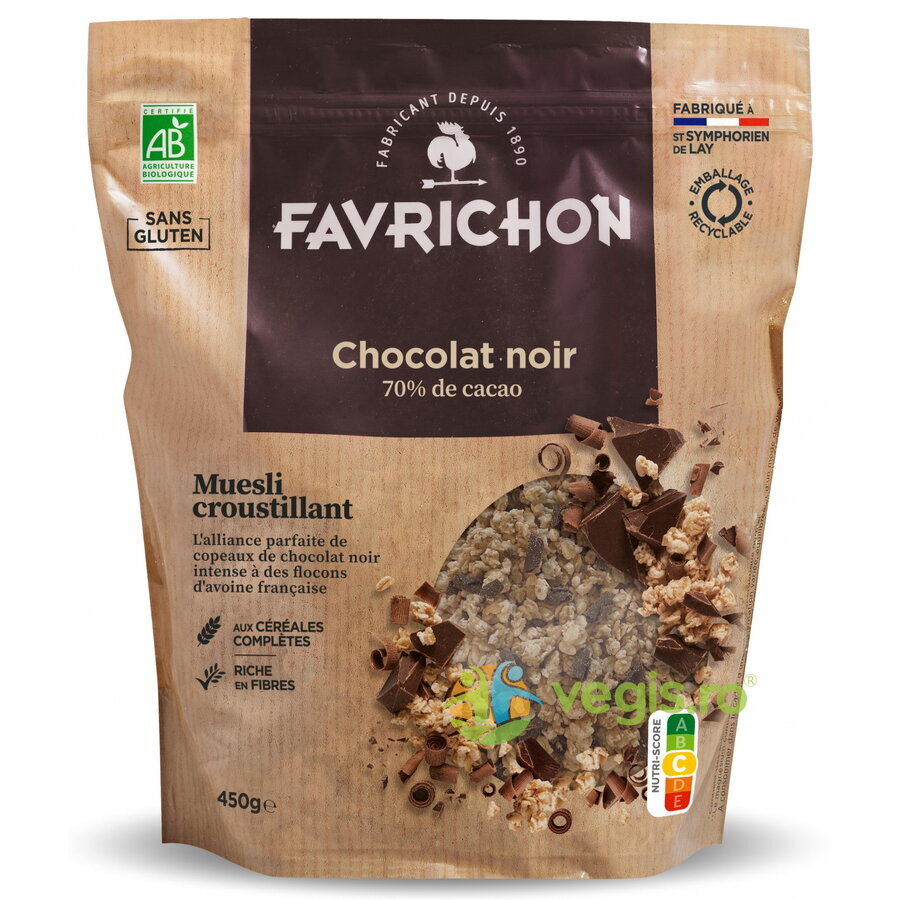 Musli Crocant cu Ciocolata Neagra fara Gluten Ecologic/Bio 450g