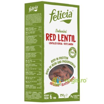 Sedanini din Linte Rosie Ecologice/Bio 250g