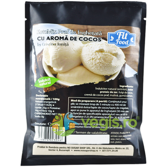 KetoMix Praf pentru Inghetata cu Aroma de Cocos 120g