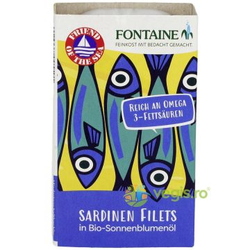 File de Sardine cu Piele fara Oase in Ulei de Floarea-Soarelui 125g