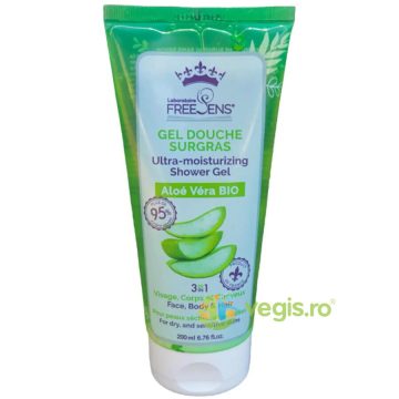 Gel de Dus Ultrahidratant 3 in 1 pentru Fata, Corp si Par cu Extract de Aloe Vera 200ml