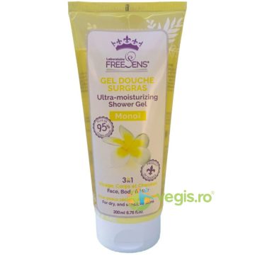 Gel de Dus Ultrahidratant 3 in 1 pentru Fata, Corp si Par cu Extract de Floare de Monoi 200ml