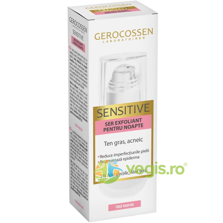 Ser Exfoliant pentru Noapte cu 5% Acid Glicolic si Aloe Vera Sensitive 30ml