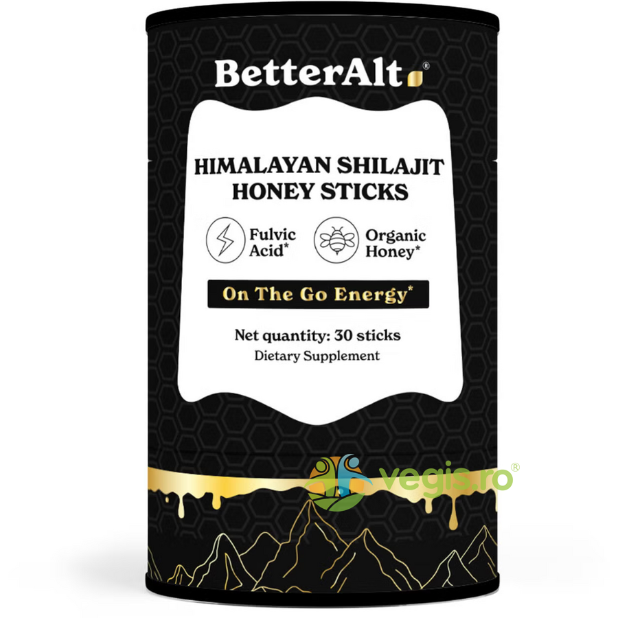 Shilajit din Himalaya cu Miere 75% Acid Fulvic Better Alt 30 pliculete