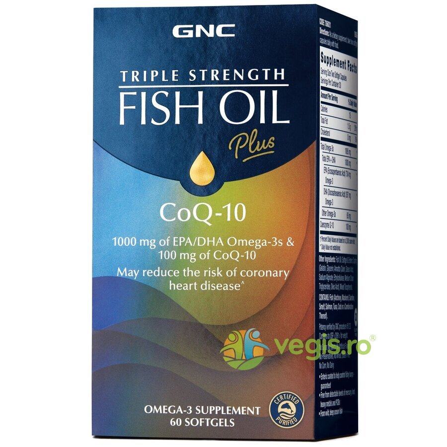 Ulei de Peste Plus Coenzima Q-10 (Fish Oil Plus CoQ-10) Triple Strength 60cps moi