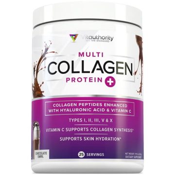 Colagen cu Peptide Imbunatatite cu Acid Hialuronic, Vitamina C si Aroma de Ciocolata 316g