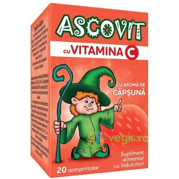 Ascovit cu Aroma de Capsuni 100mg 20cpr