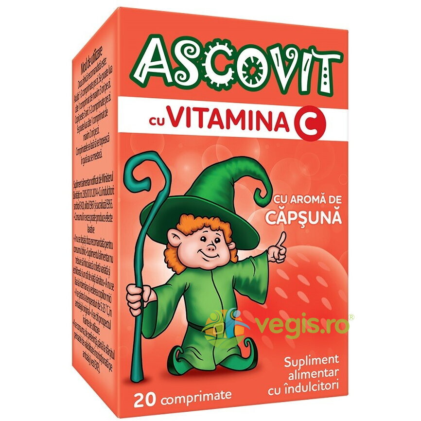 Ascovit cu Aroma de Capsuni 100mg 20cpr