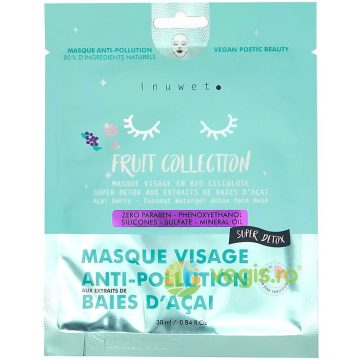 Masca de Fata Detoxifianta din Bioceluloza cu Extract de Coacaze Acai Fruit Collection Inuwet 30ml