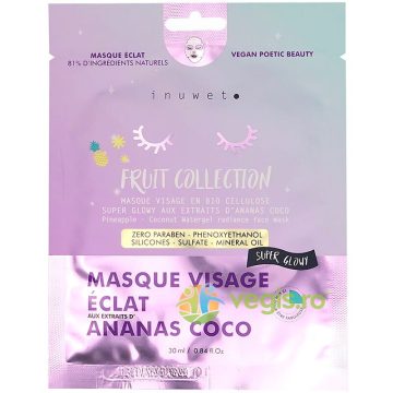 Masca de Fata Iluminatoare din Bioceluloza cu Extract de Ananas Fruit Collection 30ml