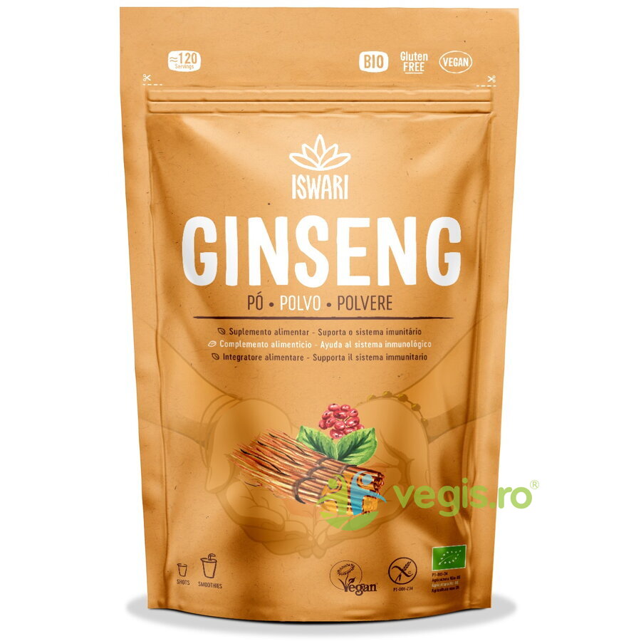 Ginseng Siberian sub Forma de Pulbere fara Gluten Ecologic/Bio 100g