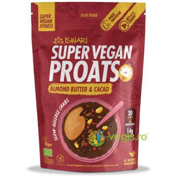 Proats Super Vegan cu Cacao si Crema de Migdale fara Zahar Ecologic/Bio 1.2kg