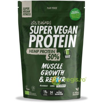 Proteina Super Vegan Potrivita dupa Efort din Pulbere de Canepa fara Gluten Ecologica/Bio 1.2kg