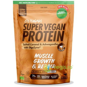 Proteina Super Vegan Potrivita dupa Efort cu Caramel Sarat (Format Mediu) fara Gluten Ecologica/Bio 875g