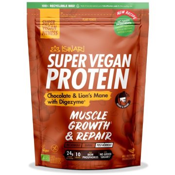Proteina dupa Efort cu Ciocolata si Coama de Leu cu DigeZyme fara Gluten Ecologica/Bio 400g