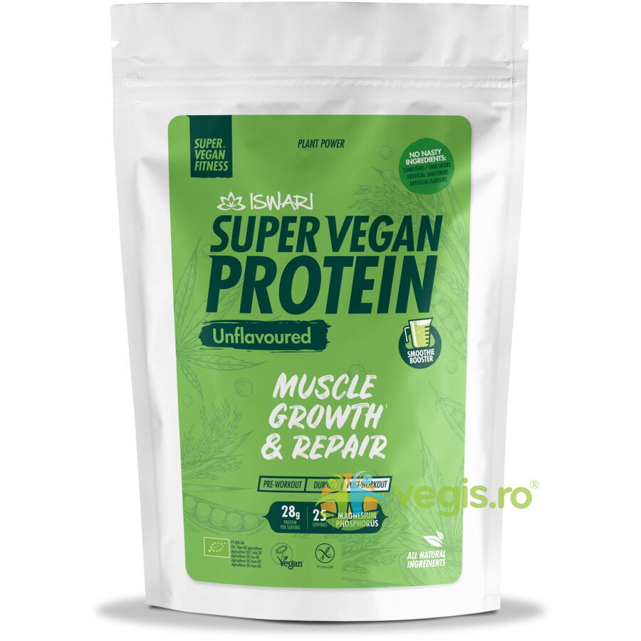 Proteina Super Vegan Potrivita dupa Efort fara Aroma Ecologica/Bio 875g
