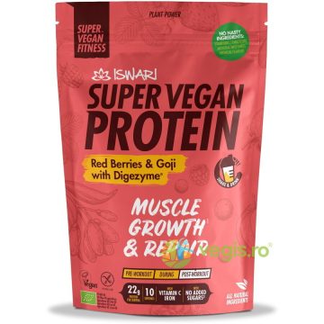 Proteina Super Vegan Potrivita dupa Efort cu Fructe Rosii si Goji cu DigeZyme (Format Mediu) fara Gluten Ecologica/Bio 875g